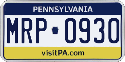 PA license plate MRP0930