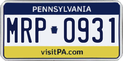 PA license plate MRP0931