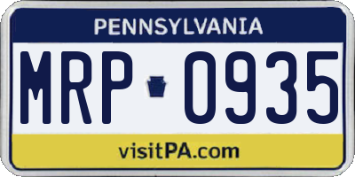 PA license plate MRP0935