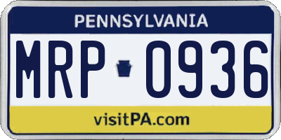 PA license plate MRP0936