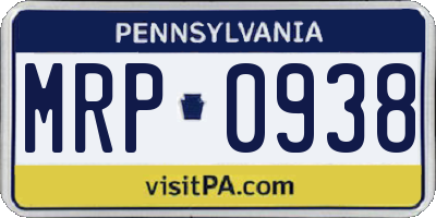 PA license plate MRP0938