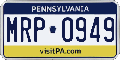 PA license plate MRP0949