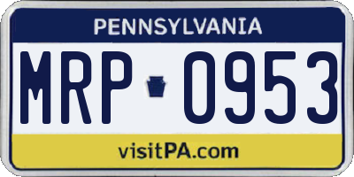 PA license plate MRP0953