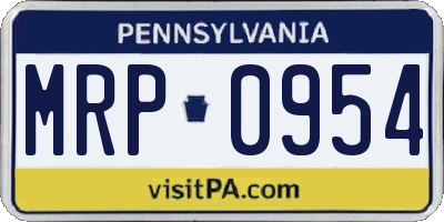 PA license plate MRP0954