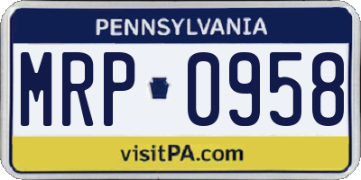 PA license plate MRP0958