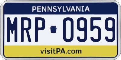 PA license plate MRP0959