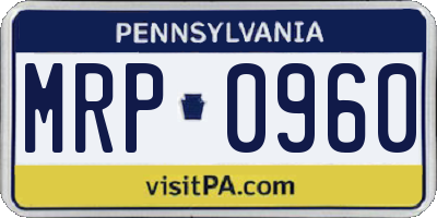 PA license plate MRP0960