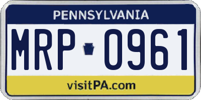 PA license plate MRP0961