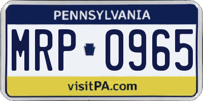 PA license plate MRP0965