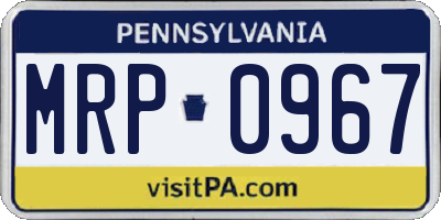 PA license plate MRP0967