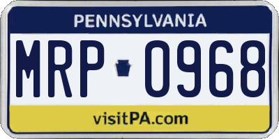 PA license plate MRP0968