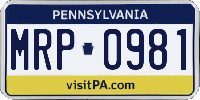PA license plate MRP0981