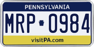 PA license plate MRP0984
