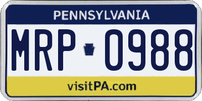 PA license plate MRP0988