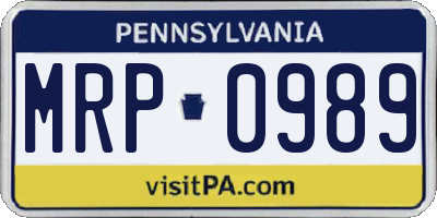 PA license plate MRP0989