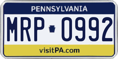 PA license plate MRP0992