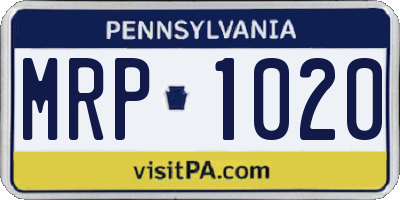 PA license plate MRP1020