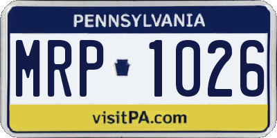 PA license plate MRP1026