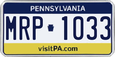 PA license plate MRP1033