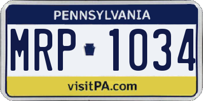 PA license plate MRP1034