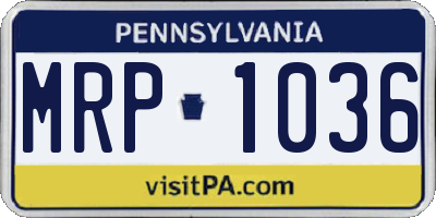 PA license plate MRP1036