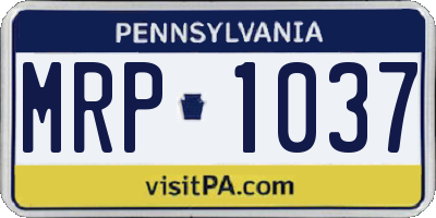 PA license plate MRP1037