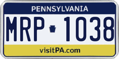 PA license plate MRP1038