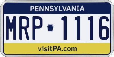 PA license plate MRP1116
