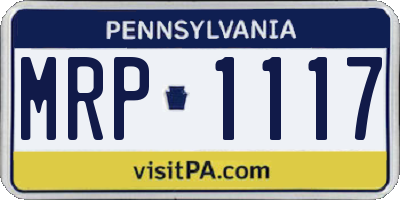 PA license plate MRP1117