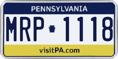 PA license plate MRP1118