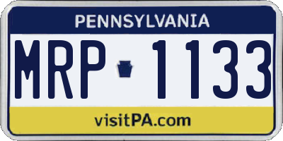 PA license plate MRP1133
