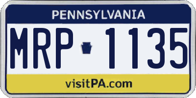 PA license plate MRP1135