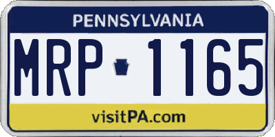 PA license plate MRP1165