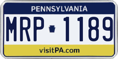 PA license plate MRP1189