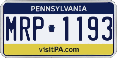 PA license plate MRP1193