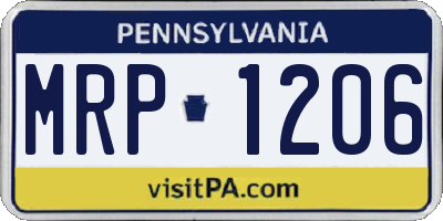 PA license plate MRP1206