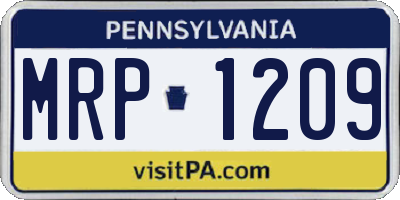 PA license plate MRP1209
