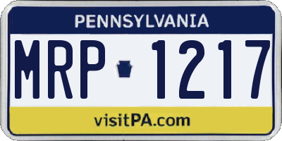 PA license plate MRP1217