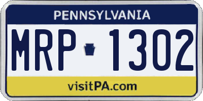 PA license plate MRP1302