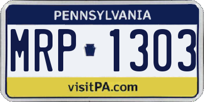 PA license plate MRP1303