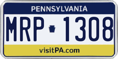PA license plate MRP1308