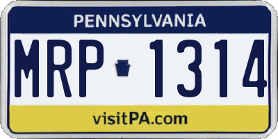 PA license plate MRP1314