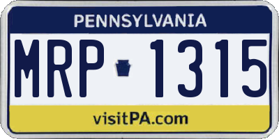 PA license plate MRP1315