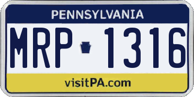 PA license plate MRP1316