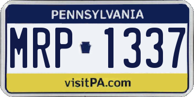 PA license plate MRP1337