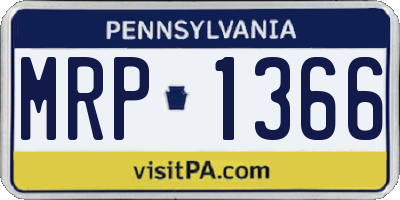 PA license plate MRP1366