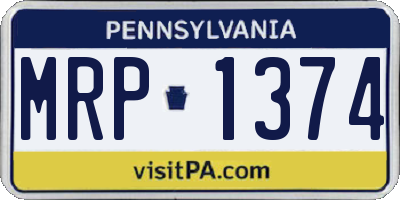 PA license plate MRP1374
