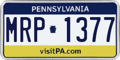 PA license plate MRP1377