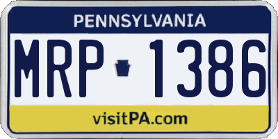 PA license plate MRP1386