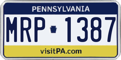 PA license plate MRP1387